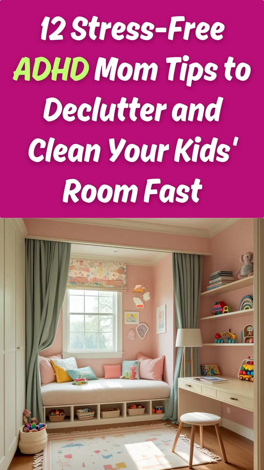 ADHD mom-friendly decluttering guide for kids’ rooms. Simple tips to clean without overwhelm or perfection.